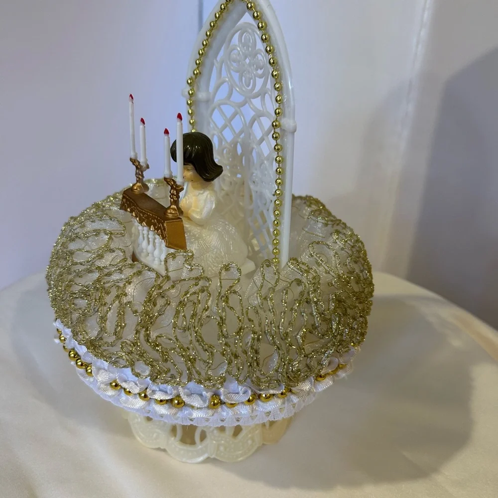 Elegant Gold and White Prayer Candle Holder